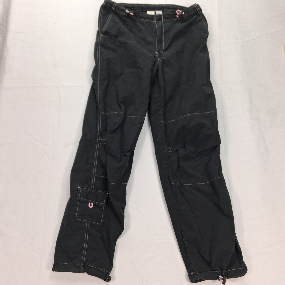 Green Dog Cargo Pants Girls XL Black Pink Contrast Stitch Utility EUC